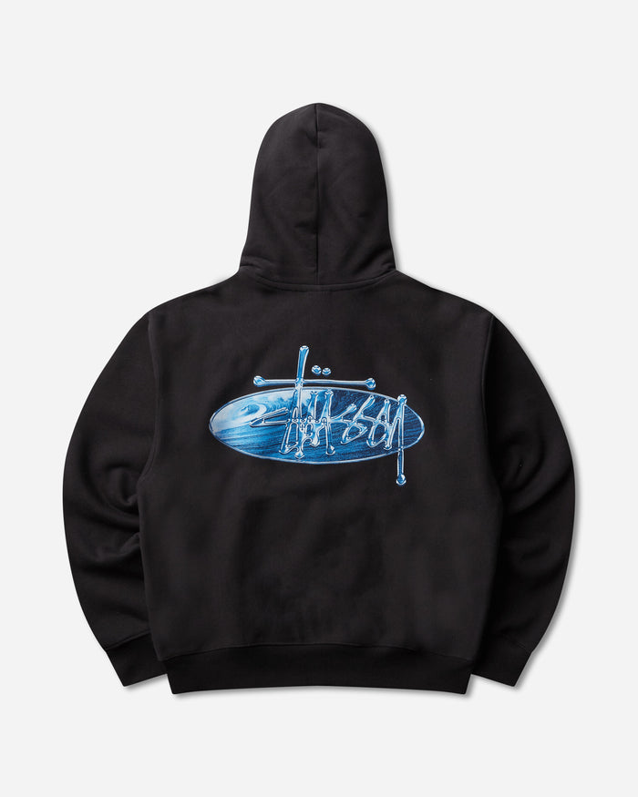 Stüssy Wave Oval Hood Black Sweatshirts Hoodies 1925181SJ 0001