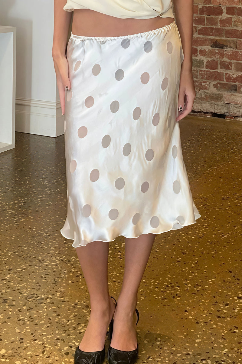 White Polka Dot Sheer Casual Skirt