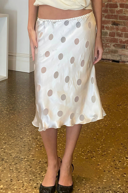 White Polka Dot Sheer Casual Skirt