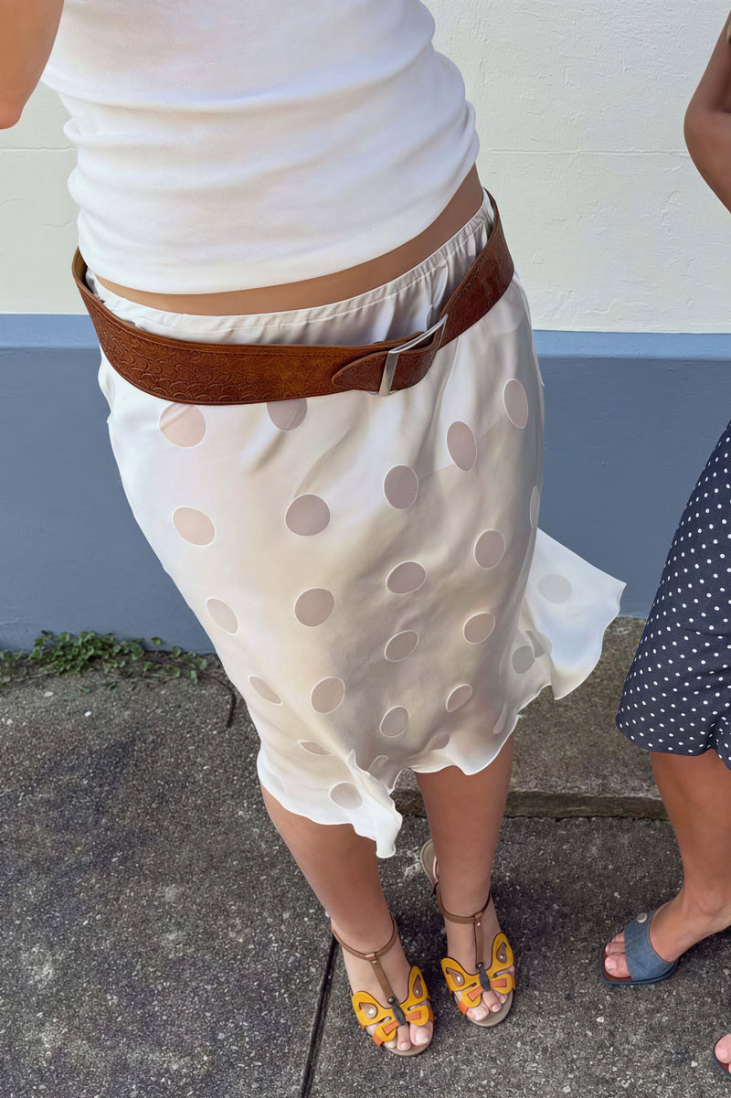 White Polka Dot Sheer Casual Skirt