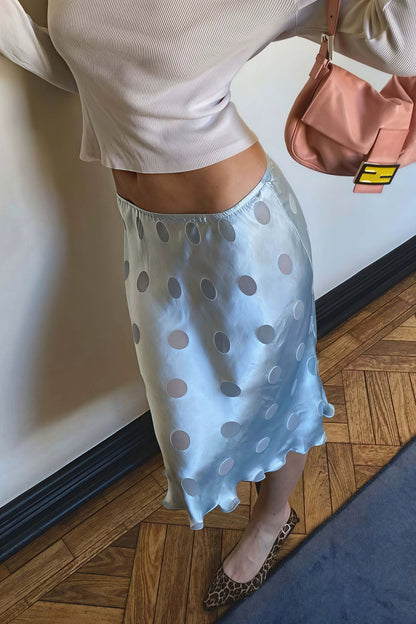 White Polka Dot Sheer Casual Skirt