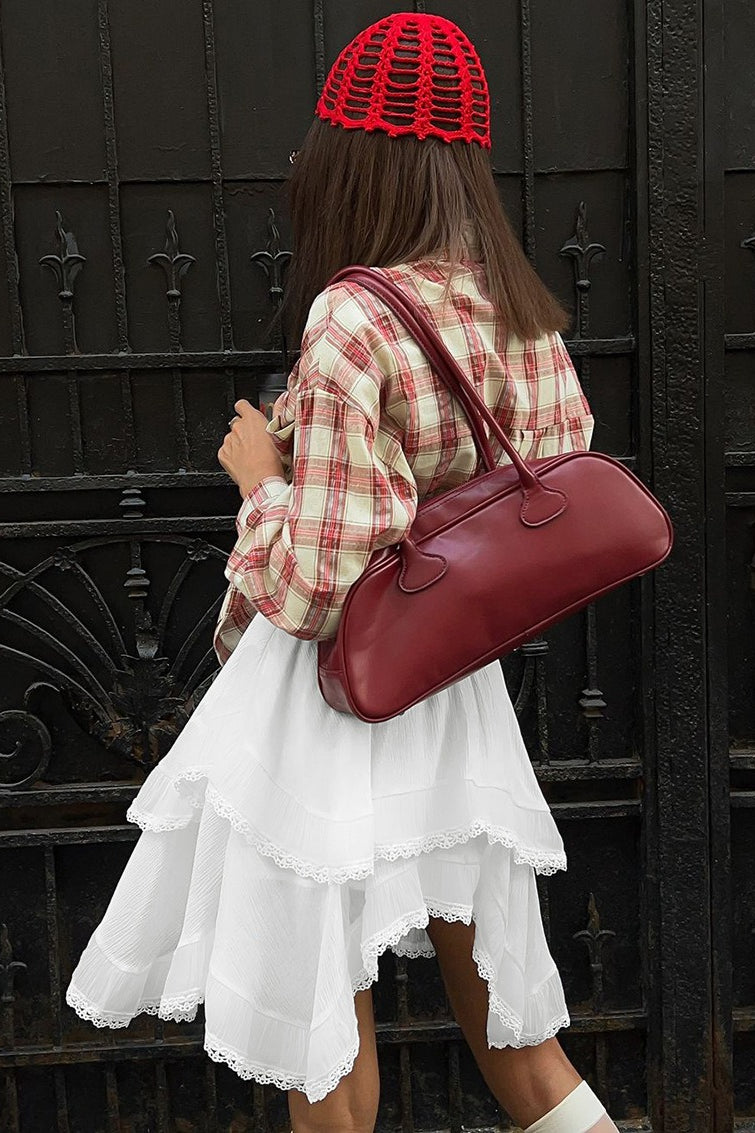 White Ruffle Double Pleated Cake Skirt