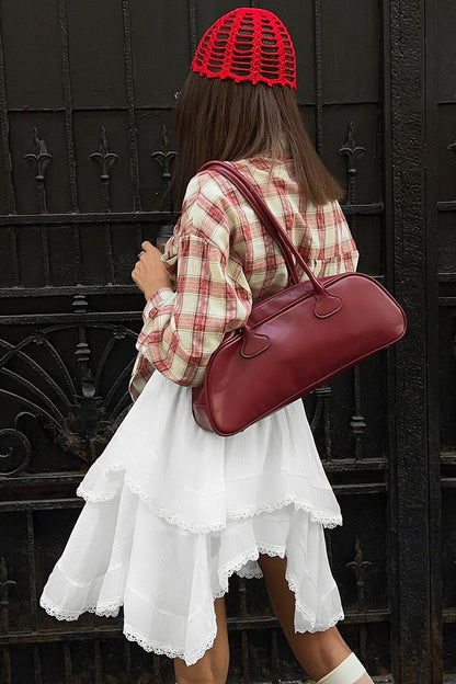 White Ruffle Double Pleated Cake Skirt