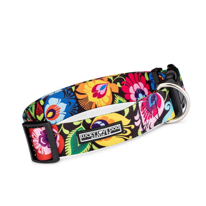 vivid floral wide dog collar