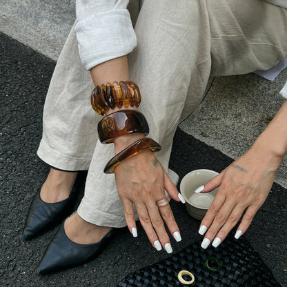 Wide Marble Texture Translucent Bracelet