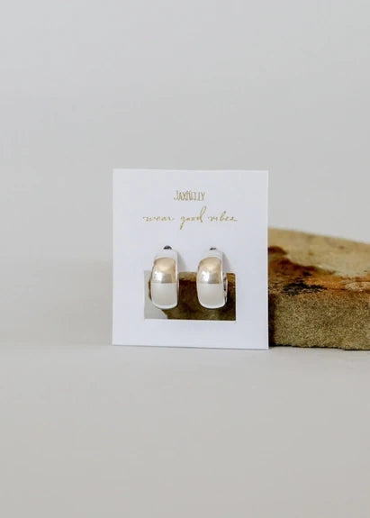 Wide Silver Hoop Earrings
