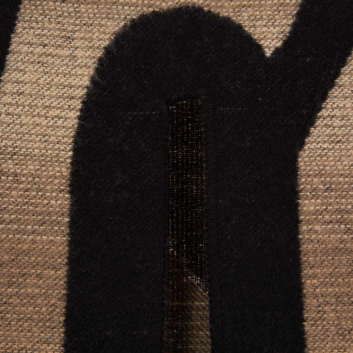Women Oversized Black and Camel Animal Pattern Poncho Shawl