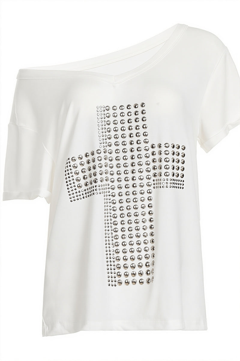 Y2K Copper Cross Print Loose T-Shirt
