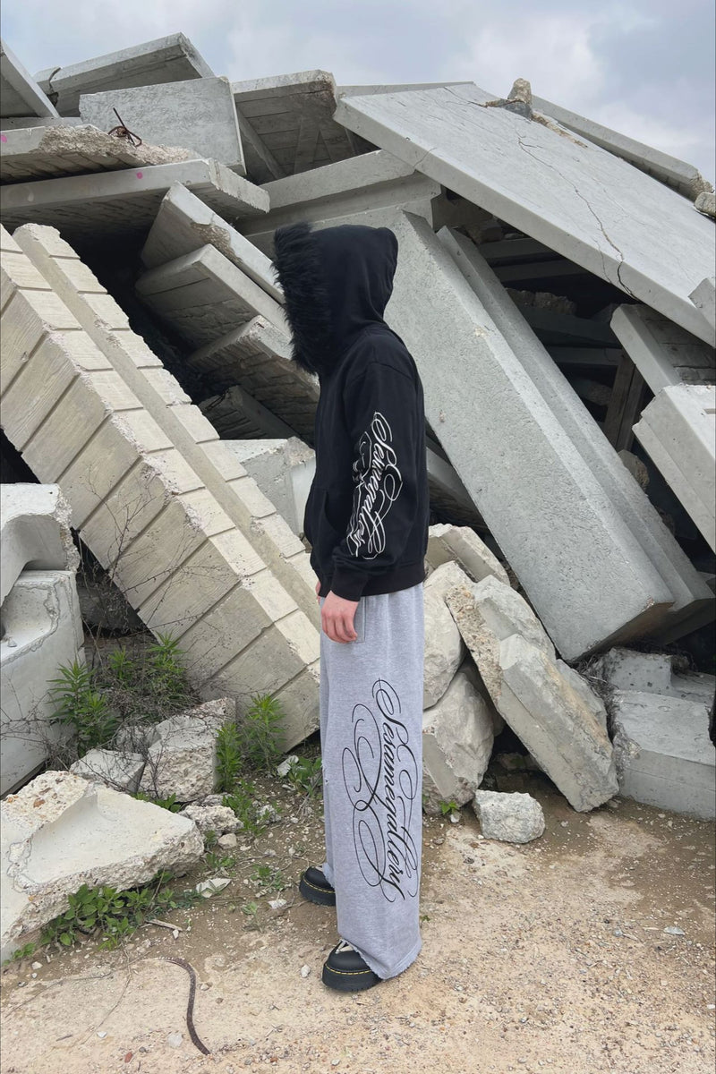 Y2K Fur Collar Letter Print Hoodie