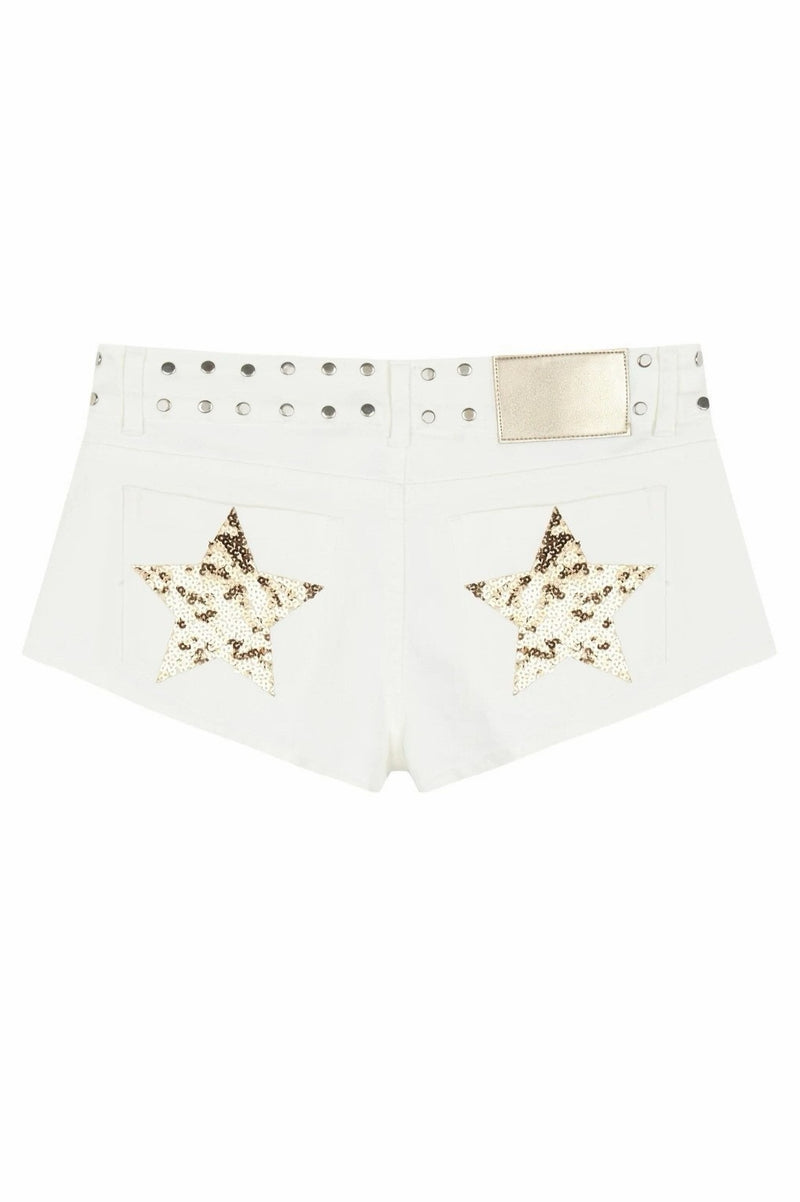 Y2K Hot Star Print Denim Shorts