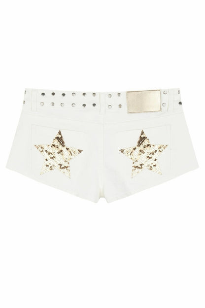 Y2K Hot Star Print Denim Shorts