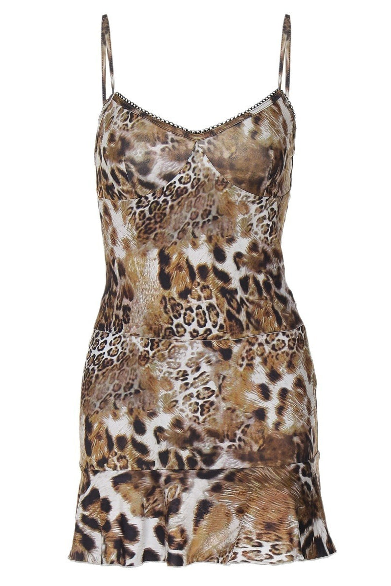 Y2K Leopard Print Cami Mini Skirt Set