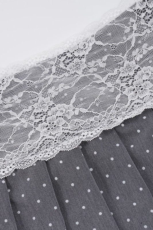 Y2K Polka Dot Lace Pleated Mini Skirt