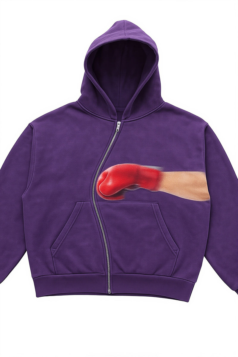 Y2K Punch Graphic Zip Street Hoodie