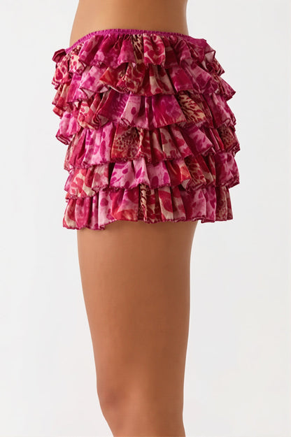 Y2K Ruffle Tiered Mini Skort Shorts