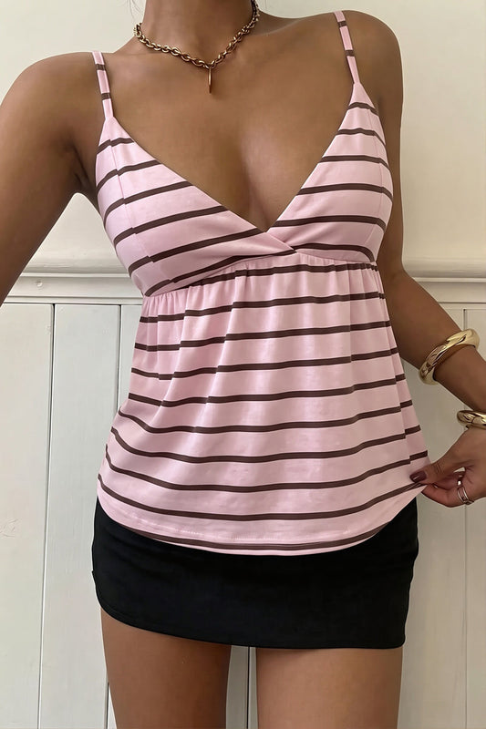 Y2K Striped Color Block Cami Top