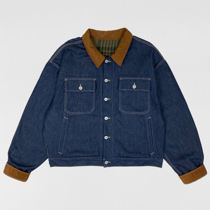 Yeezy Season 6 Flannel Lined Corduroy Denim Sample Jacket In Blue
