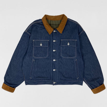 Yeezy Season 6 Flannel Lined Corduroy Denim Sample Jacket In Blue