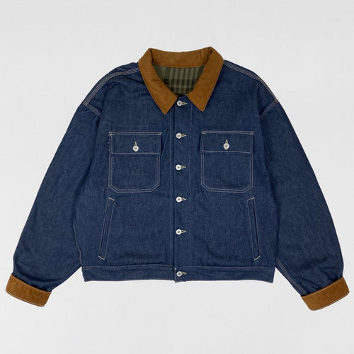 Yeezy Season 6 Flannel Lined Corduroy Denim Sample Jacket In Blue