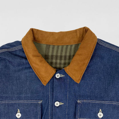Yeezy Season 6 Flannel Lined Corduroy Denim Sample Jacket In Blue