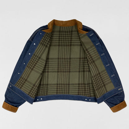 Yeezy Season 6 Flannel Lined Corduroy Denim Sample Jacket In Blue