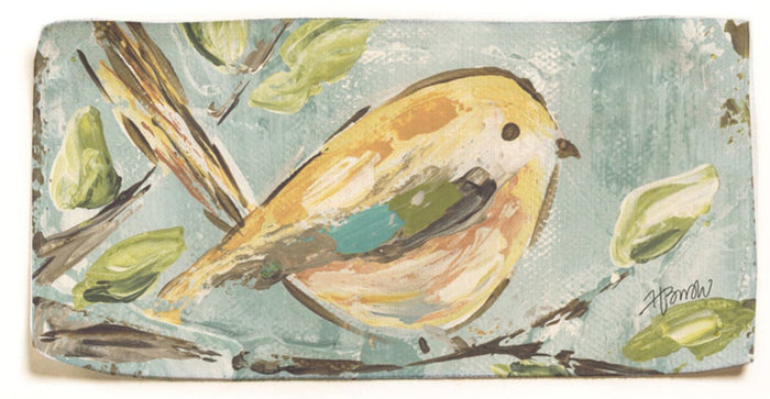 Yellow Bird on Seafoam Pillow Swap