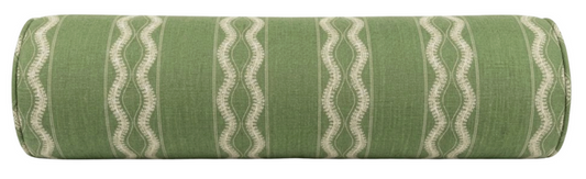Zanzibar Linen Bolster Pillow in Green