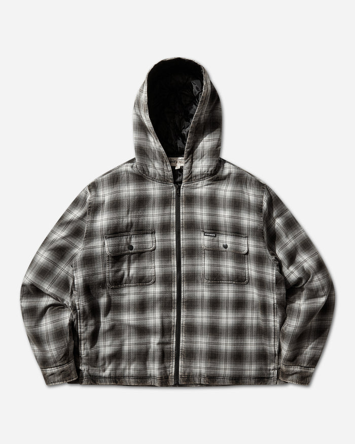 Stüssy Zip Hooded Plaid Shirt Charcoal Shirts Longsleeve Shirt 1110381SJ 0002