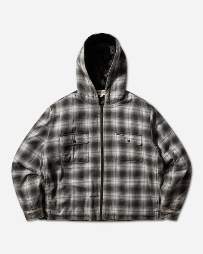 Stüssy Zip Hooded Plaid Shirt Charcoal Shirts Longsleeve Shirt 1110381SJ 0002