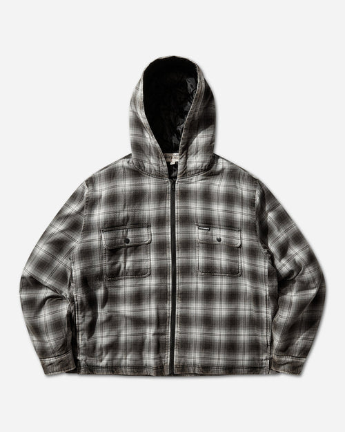Stüssy Zip Hooded Plaid Shirt Charcoal Shirts Longsleeve Shirt 1110381SJ 0002