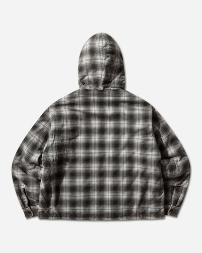 Stüssy Zip Hooded Plaid Shirt Charcoal Shirts Longsleeve Shirt 1110381SJ 0002